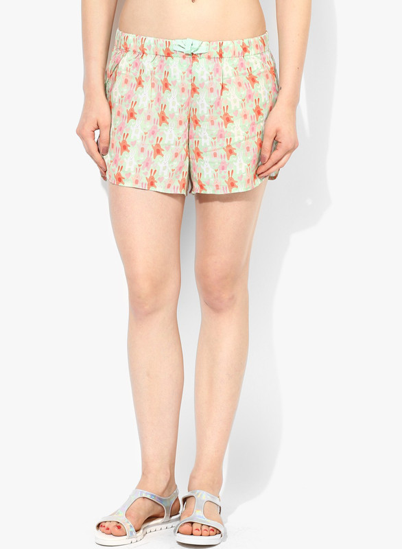 Only Printed Women Green Boxer Shorts