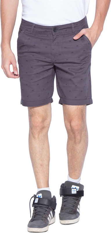 Mufti Printed Men Grey Basic Shorts
