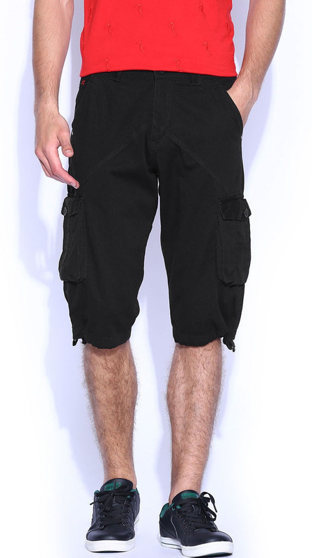 Sports 52 Wear Solid Men Black Cargo Shorts