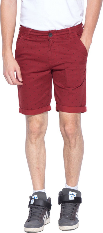 Mufti Printed Men Red Basic Shorts
