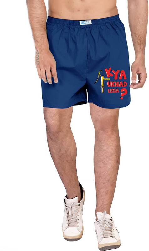 Wear Your Opinion Printed Men Dark Blue Boxer Shorts