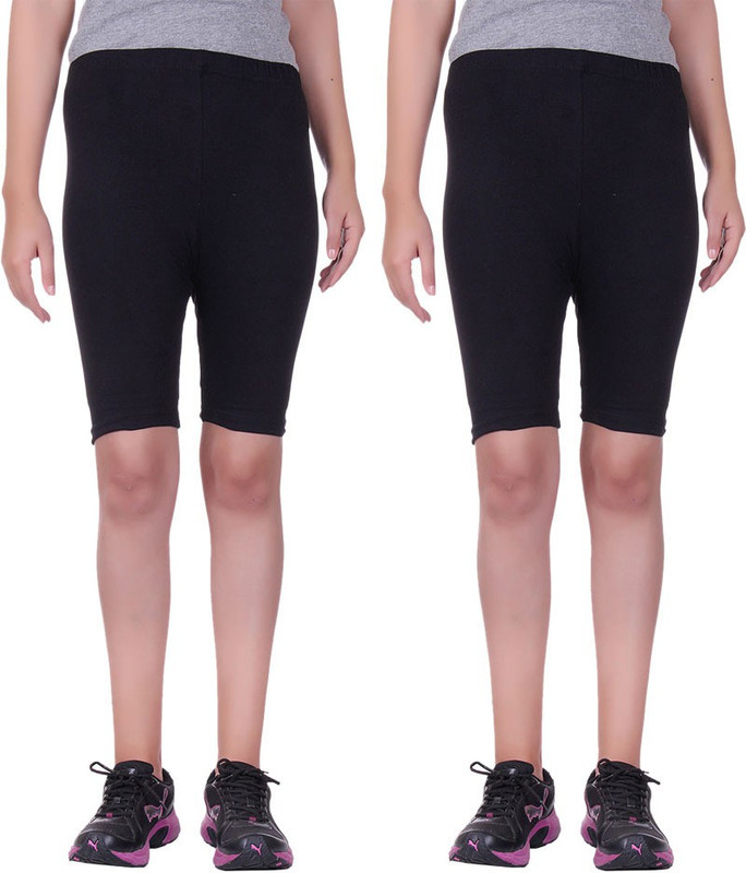 Alisha Solid Women Black Cycling Shorts