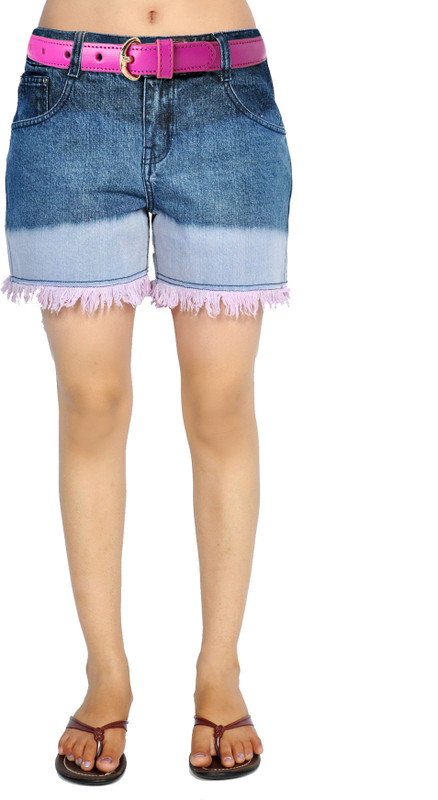 Uber Urban Solid Women Pink Denim Shorts