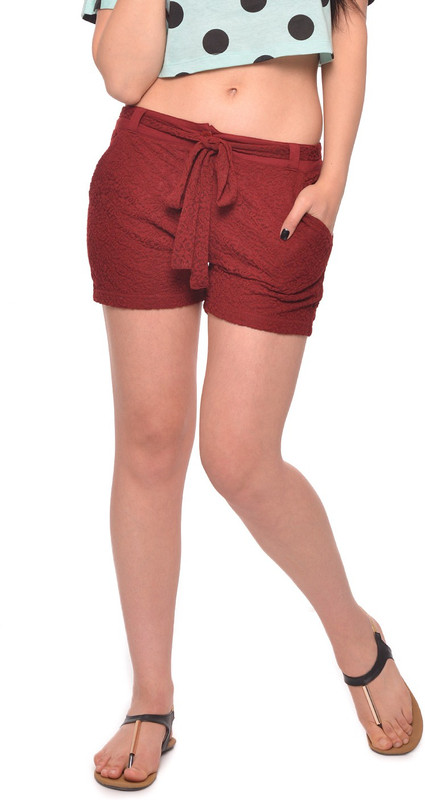 Vvoguish Self Design Women Maroon Basic Shorts