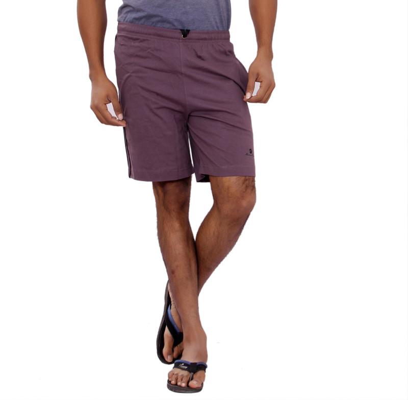 JT International Solid Men Maroon Sports Shorts
