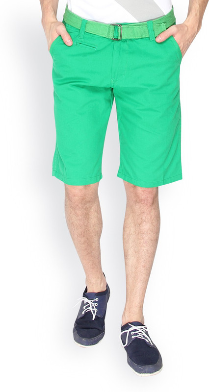 Campus Sutra Solid Men Light Green Chino Shorts
