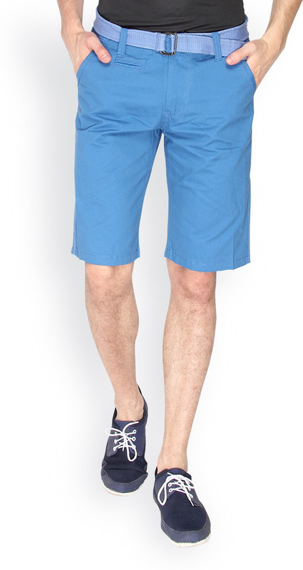 Campus Sutra Solid Men Blue Chino Shorts