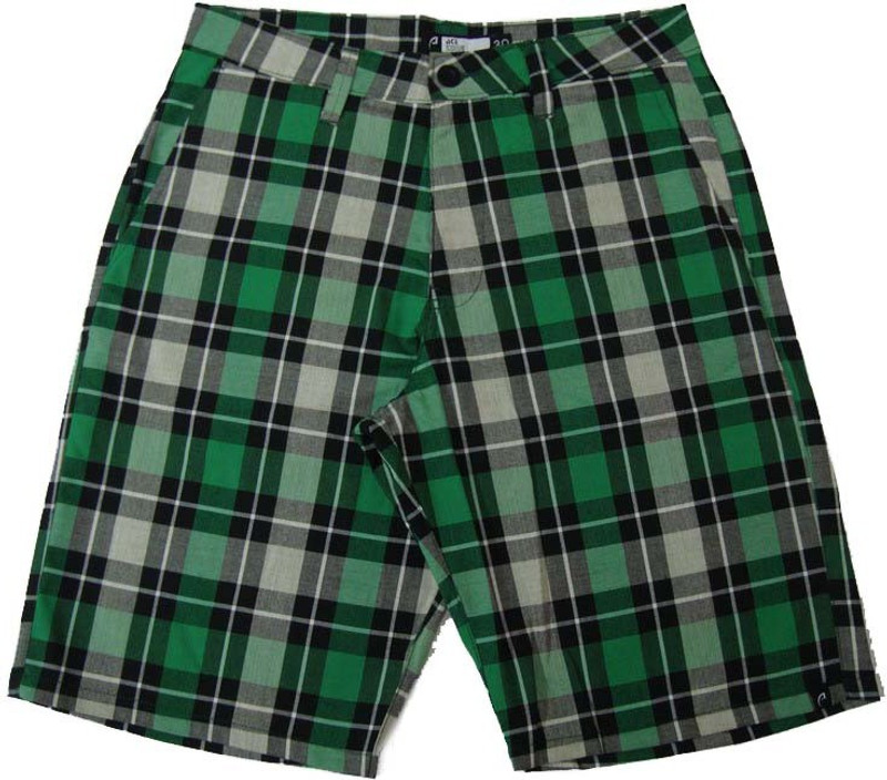 Acetone Checkered Men Green Chino Shorts