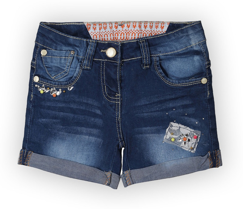 Lilliput Short For Girls Solid Cotton Linen Blend, Nylon Blend, Cotton Linen Blend(Blue) Lilliput Short For Girls Solid Cotton Linen Blend, Nylon Blend, Cotton Linen Blend(Blue)