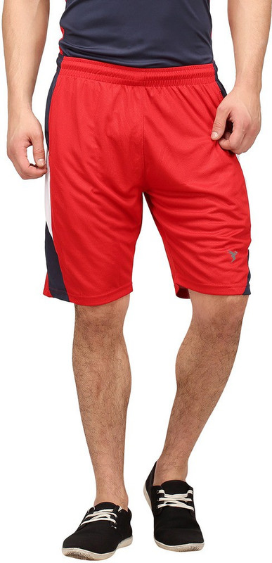 Campus Sutra Solid Men Red Sports Shorts