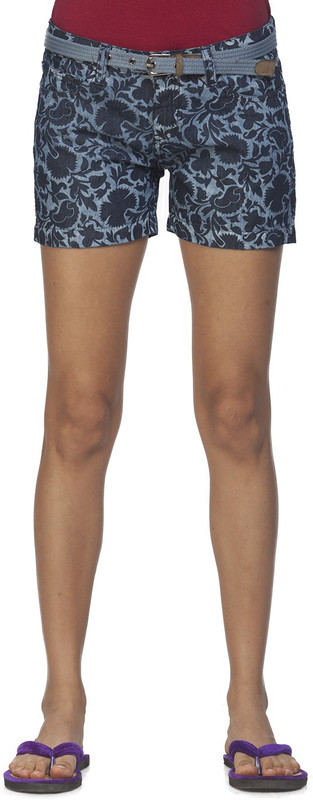 Ixia Printed Women Denim Blue Denim Shorts
