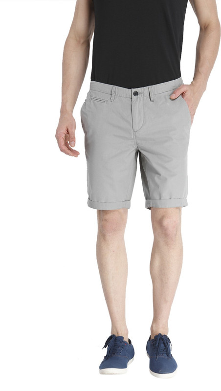 Jack & Jones Solid Men Grey Basic Shorts