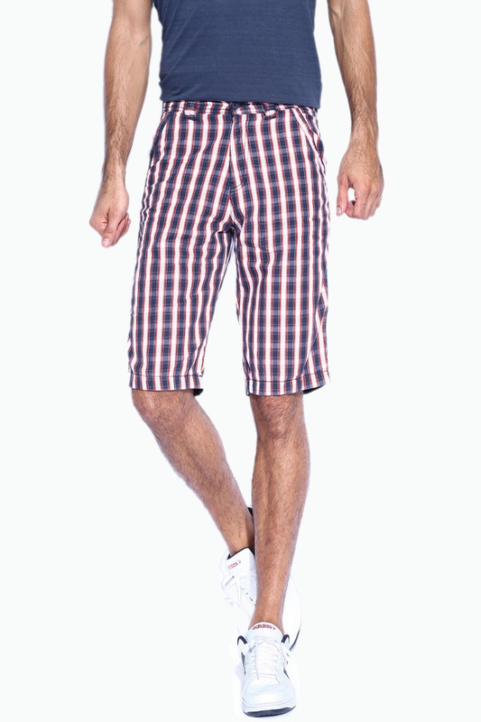 Sports 52 Wear Checkered Men Blue Basic Shorts