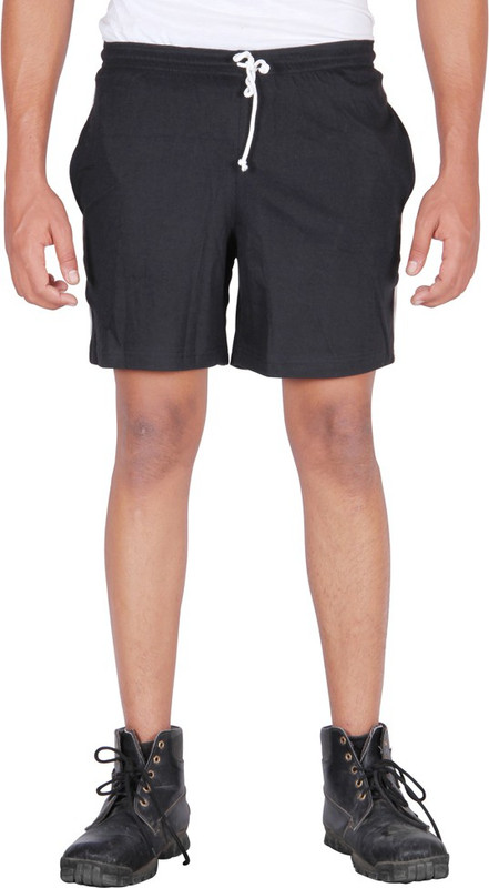 Frang Solid Men Black Bermuda Shorts