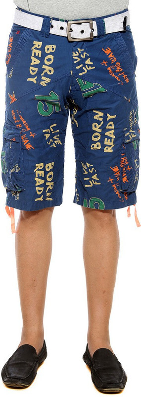 Sports 52 Wear Printed Men Dark Blue Cargo Shorts