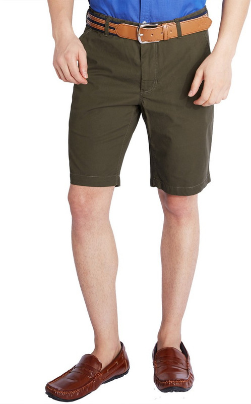Parx Solid Men Dark Green Basic Shorts