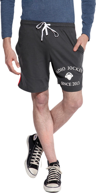 Radio Jockey Solid Men Reversible Grey Basic Shorts