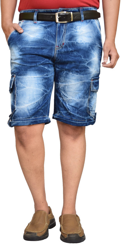 British Terminal Self Design Men Blue Denim Shorts British Terminal Self Design Men Blue Denim Shorts