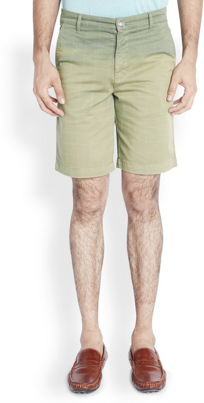 Raymond Checkered Men Green Basic Shorts
