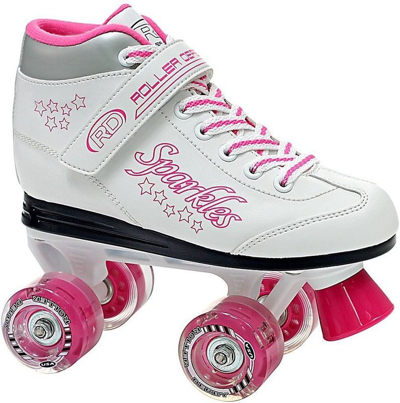 Roller Derby Sparkle's Lighted Quad Roller Skates - Size 3.5 UK(Pink, White)