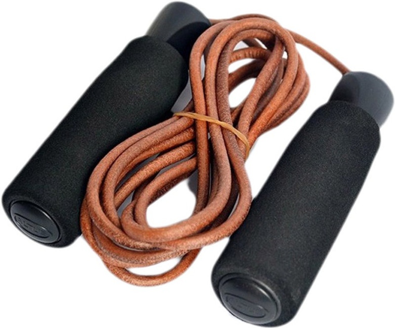 Kobo Leather Weighted Skipping Rope(Black, Brown, Length: 275 cm)