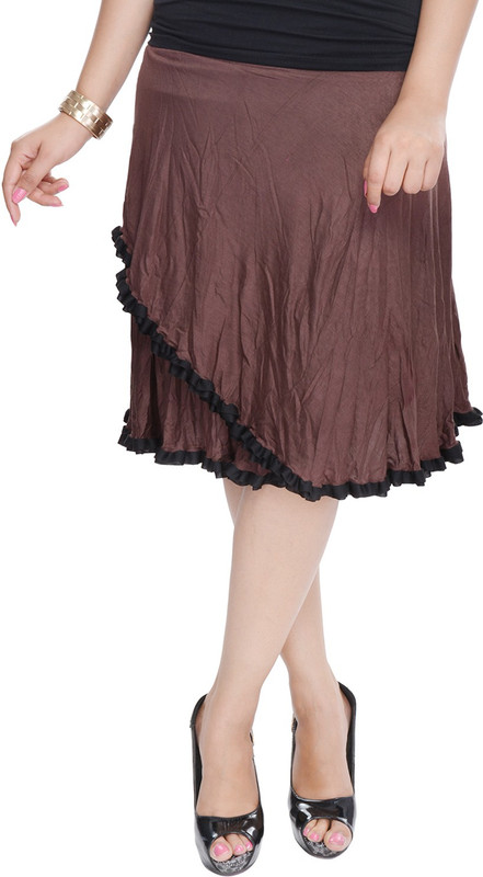 Soundarya Solid Women Regular Brown Skirt