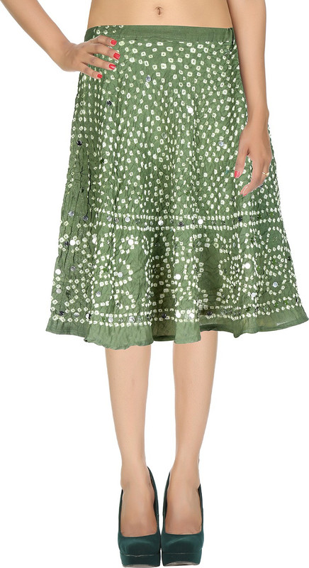Rajrang Embellished Women Regular Green Skirt
