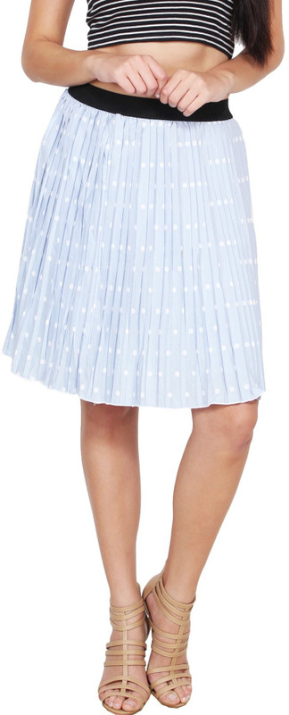 Sassafras Polka Print Women Pleated Blue, White Skirt