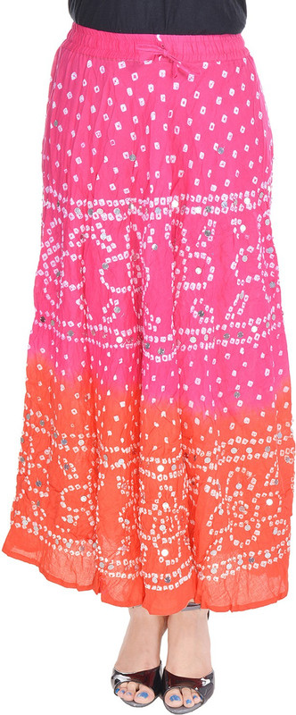 JABAMA Embellished Women Regular Pink, Orange Skirt