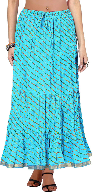 Indi Bargain Embellished Women A-line Light Blue Skirt
