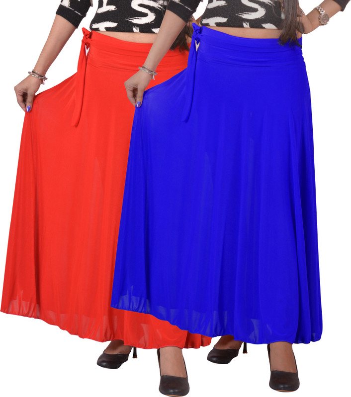 Ace Solid Women A-line Red, Blue Skirt