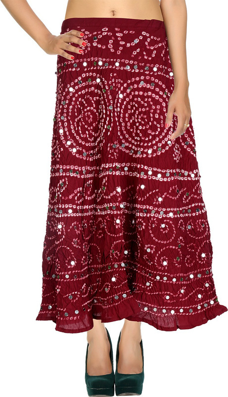 Rajrang Embellished Women Regular Maroon Skirt