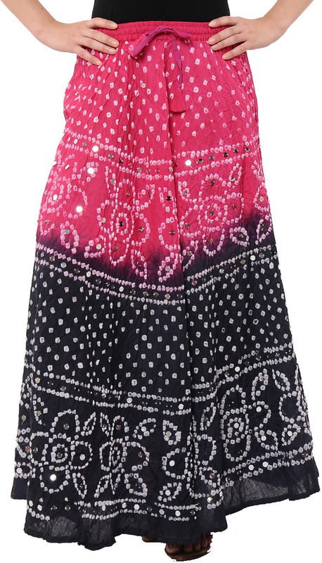 JABAMA Embellished Women Regular Pink, Black Skirt