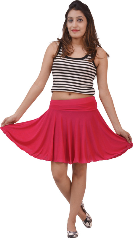 carrol Solid Women A-line Red, Pink Skirt