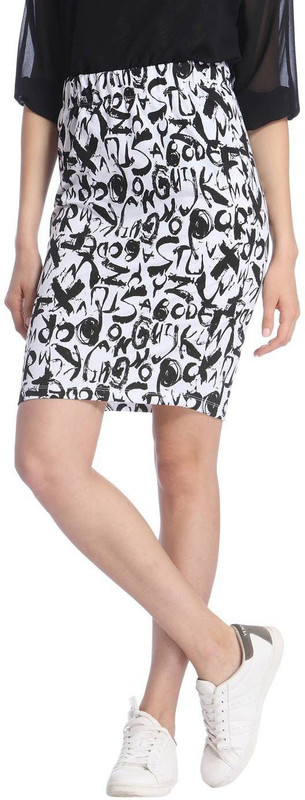Vero Moda Printed Women Pencil White Skirt