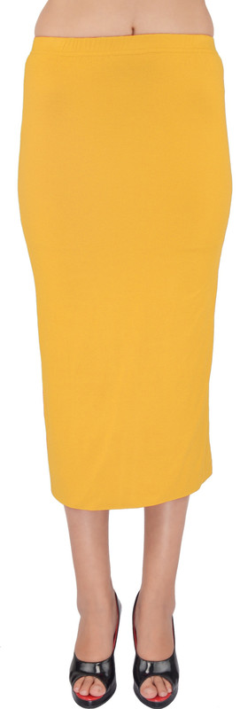 Shyie Solid Women Pencil Yellow Skirt