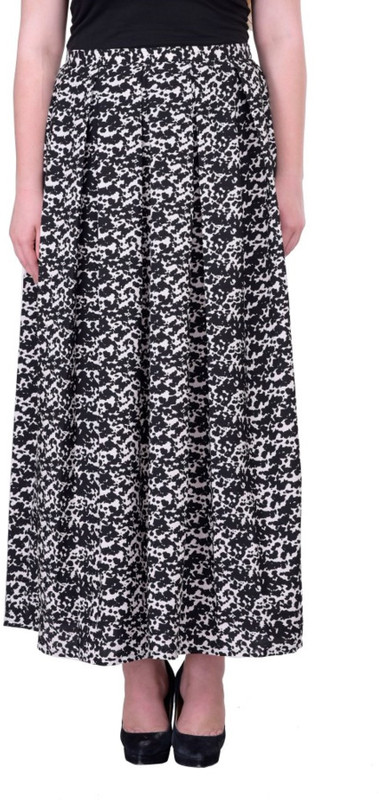 Divaat Animal Print Women Pleated Black Skirt