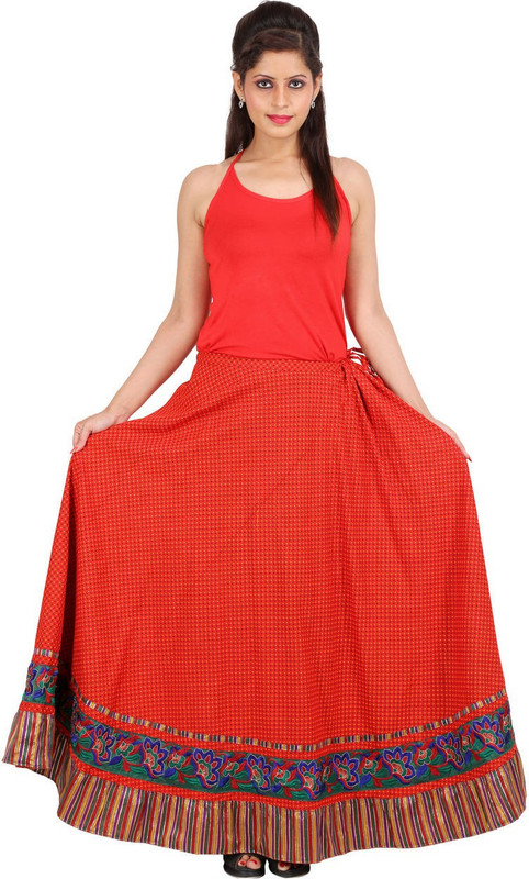 Shilpbazaar Solid Women A-line Red Skirt