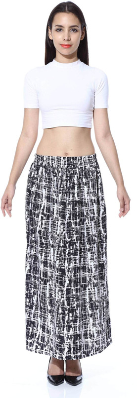 FabnFab Graphic Print Women A-line Black, White Skirt