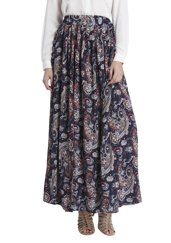 Only Printed Women Broomstick Blue Skirt