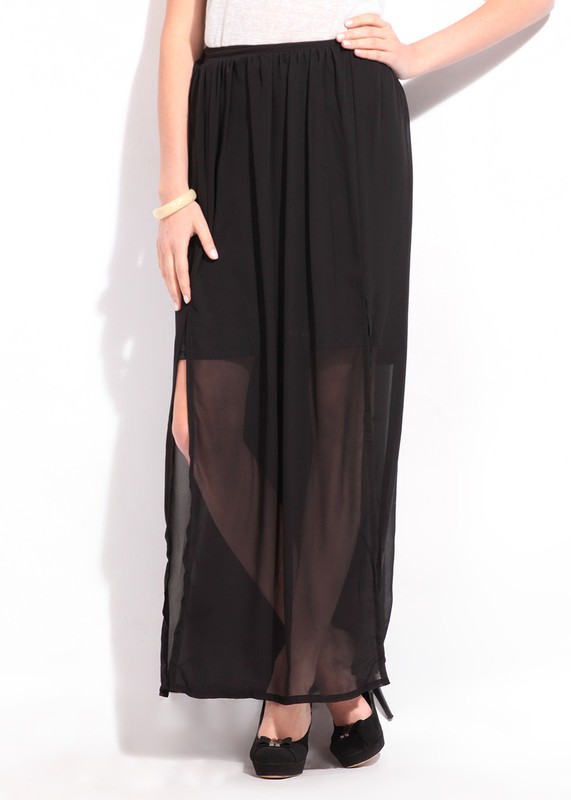 AND Solid Women Wrap Around Black Skirt