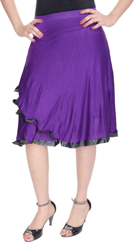 Soundarya Solid Women Regular Purple Skirt