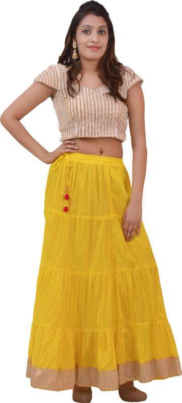carrol Solid Women A-line Yellow Skirt