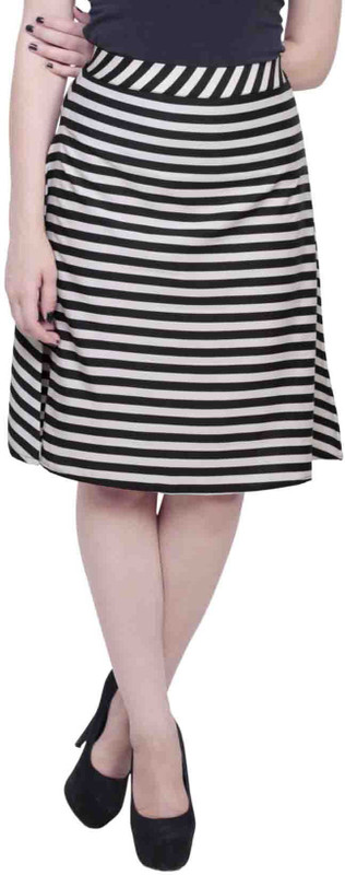 Baremoda Striped Women A-line Black Skirt