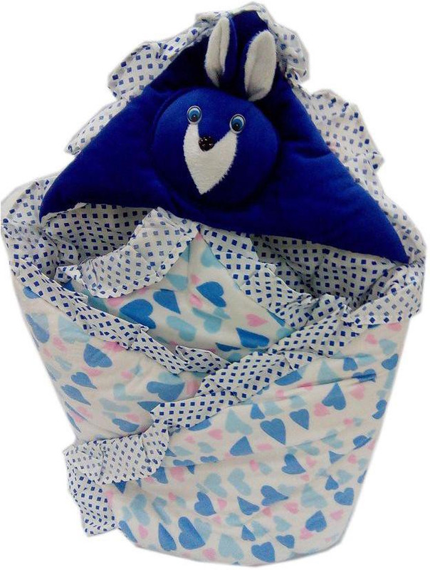 Baby's Clubb Baby Wrapper Sleeping Bag(White, Blue)