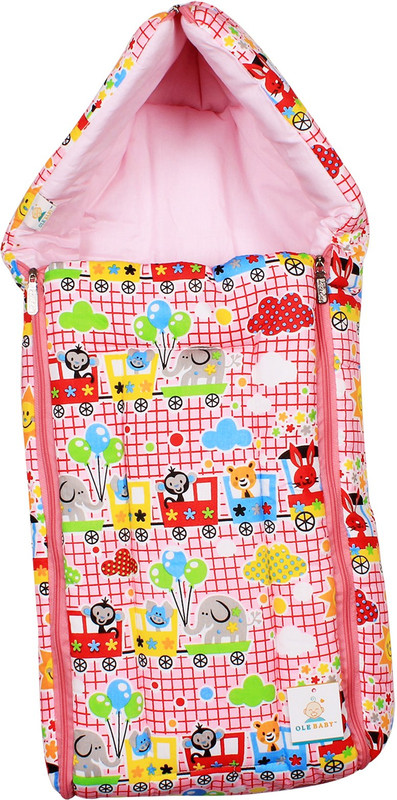 Ole Baby 3 in 1 Colorful Insect Party Hooded Reversible Carry Nest Sleeping Bag(Pink)