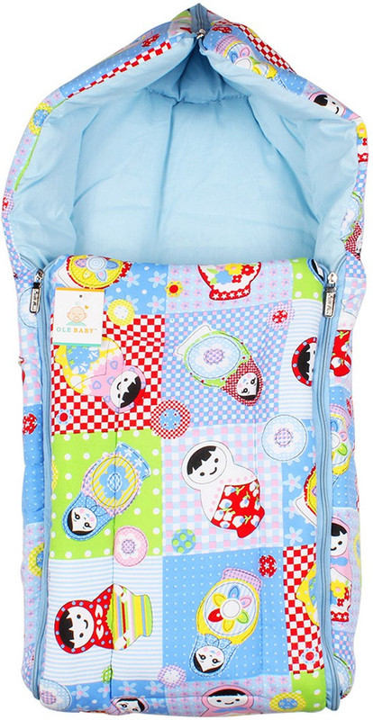 Ole Baby 3 in 1 Toys and Dolls Hooded Reversible Carry Nest cum Baby Sleeping Bag Sleeping Bag(Blue)