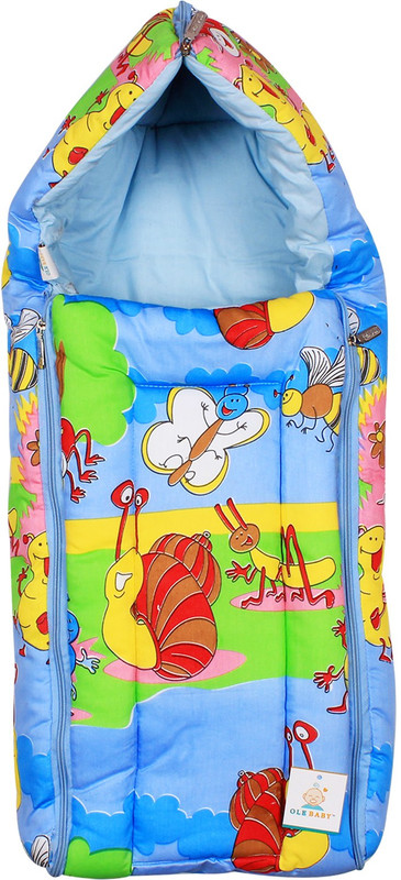 Ole Baby 3 in 1 Colorful Insect Party Hooded Reversible Carry Nest Sleeping Bag(Blue)