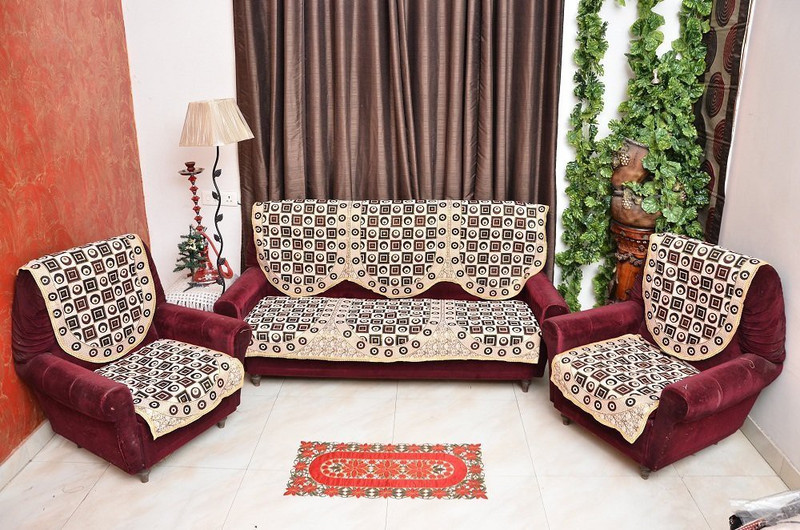 Ridhima Creations Polycotton Sofa Cover(Coffee And Red Pack of 6) RS.591 (79.00% Off) - Flipkart