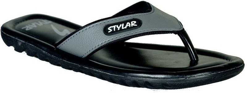 Stylar Grey And Black Stark Flip Flops